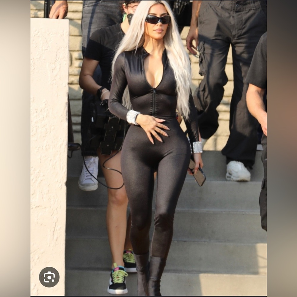 Skims catsuit shine all in one onsie in gunmetal grey sx small